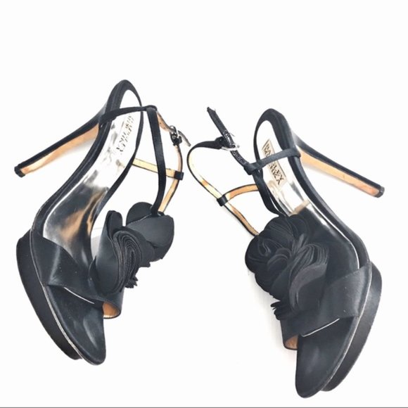 Badgley Mischka Randee Ruffle Flower strappy heels - Picture 11 of 11